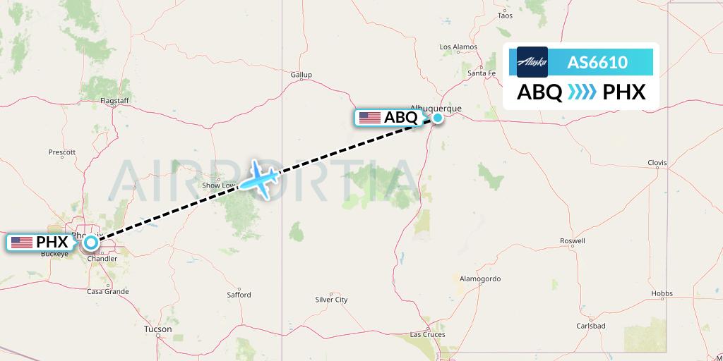 AS6610 Alaska Airlines Flight Map: Albuquerque to Phoenix