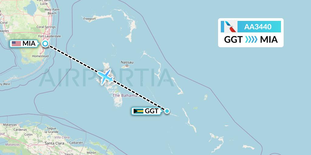 AA3440 American Airlines Flight Map: George Town to Miami
