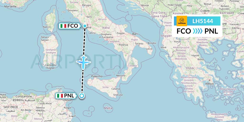LH5144 Lufthansa Flight Map: Rome to Pantelleria