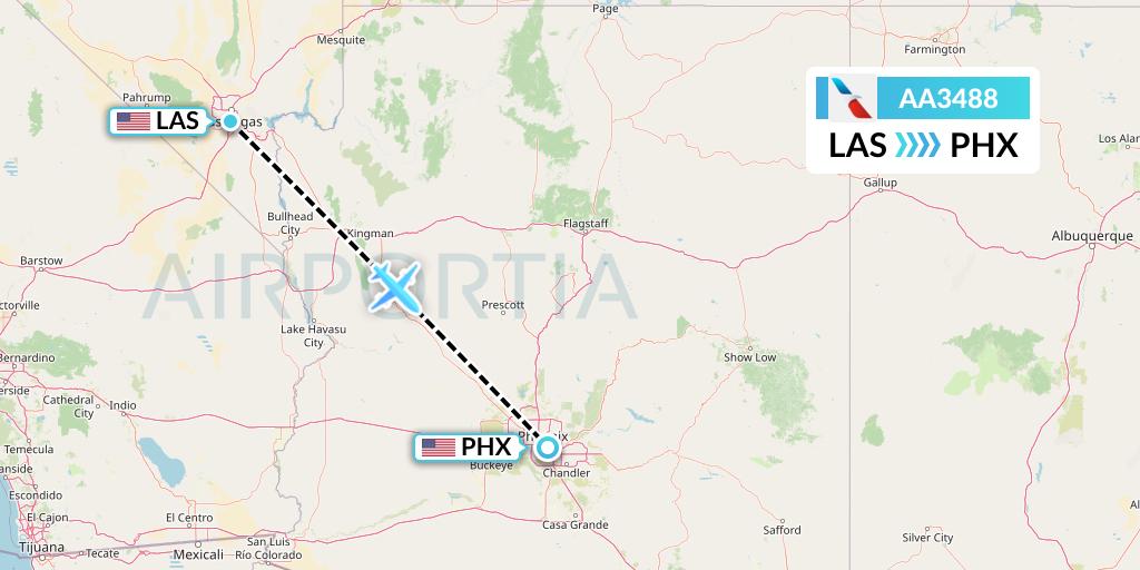 AA3488 American Airlines Flight Map: Las Vegas to Phoenix