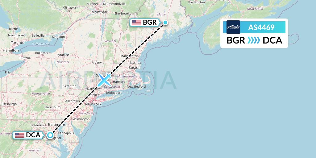 AS4469 Alaska Airlines Flight Map: Bangor to Washington