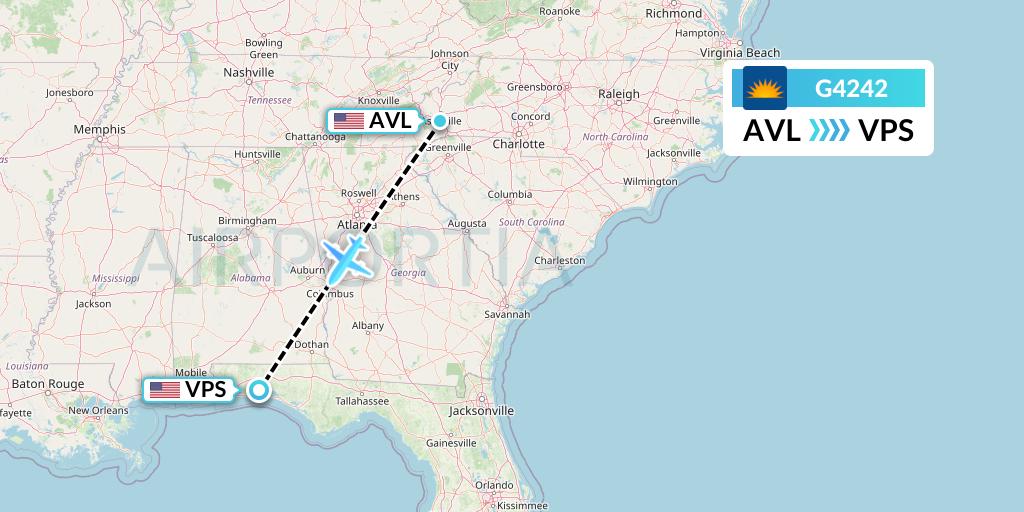 G4242 Allegiant Air Flight Map: Asheville to Valparaiso