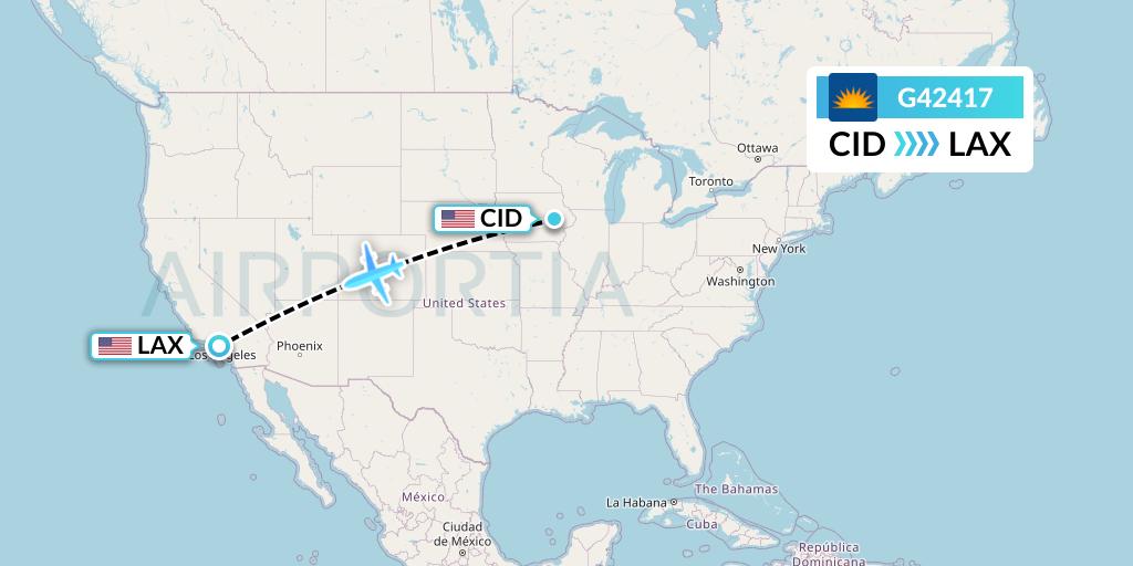 G42417 Allegiant Air Flight Map: Cedar Rapids to Los Angeles