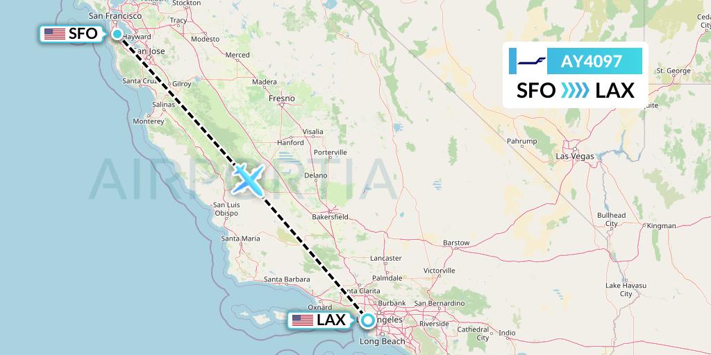 AY4097 Finnair Flight Map: San Francisco to Los Angeles