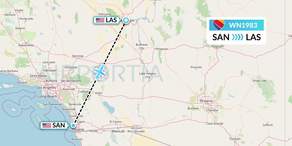 WN1983 Southwest Airlines Flight Map: San Diego to Las Vegas