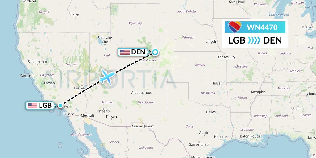 WN4470 Southwest Airlines Flight Map: Long Beach to Denver