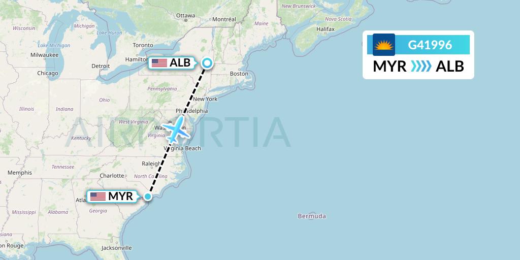 G41996 Allegiant Air Flight Map: Myrtle Beach to Albany