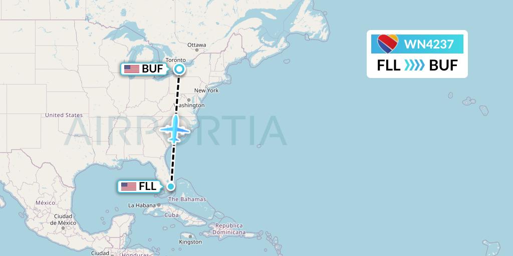 WN4237 Southwest Airlines Flight Map: Fort Lauderdale to Buffalo