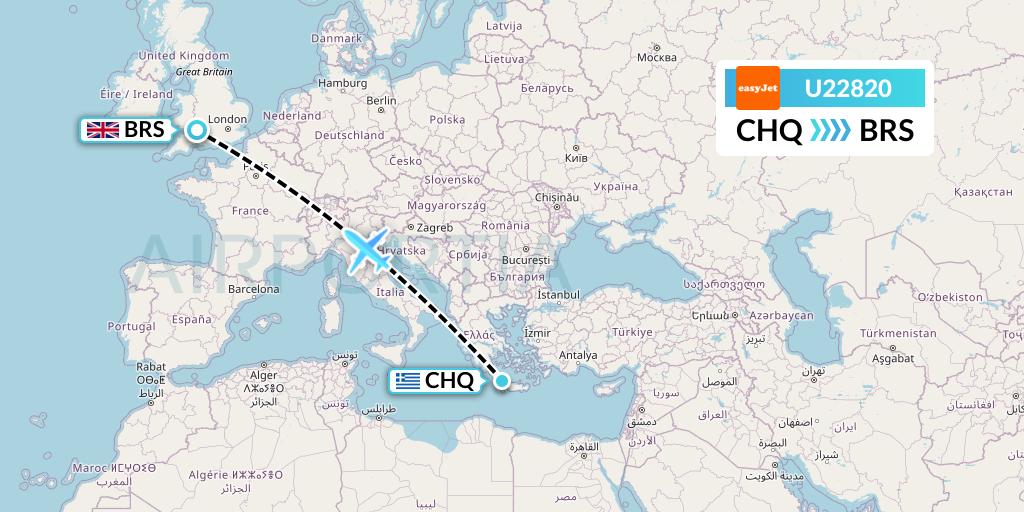 U22820 EasyJet Flight Map: Chania to Bristol