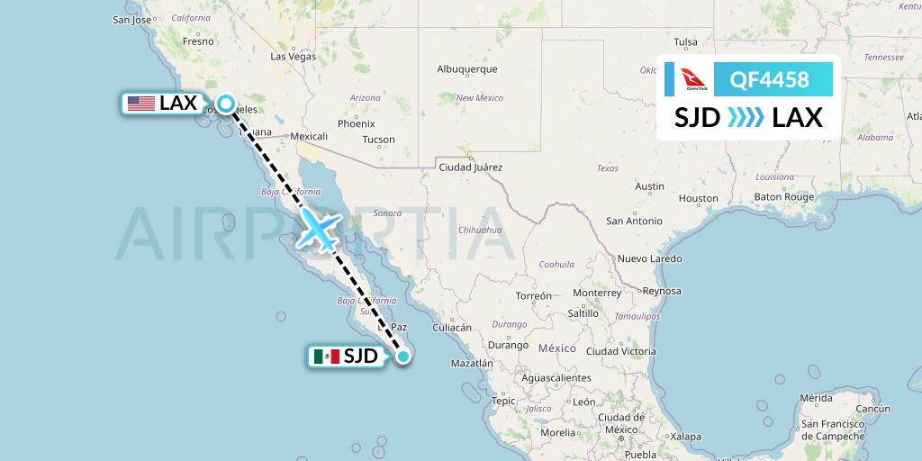 QF4458 Qantas Flight Map: San Jose del Cabo to Los Angeles