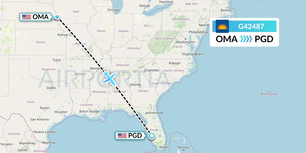 G42487 Allegiant Air Flight Map: Omaha to Punta Gorda