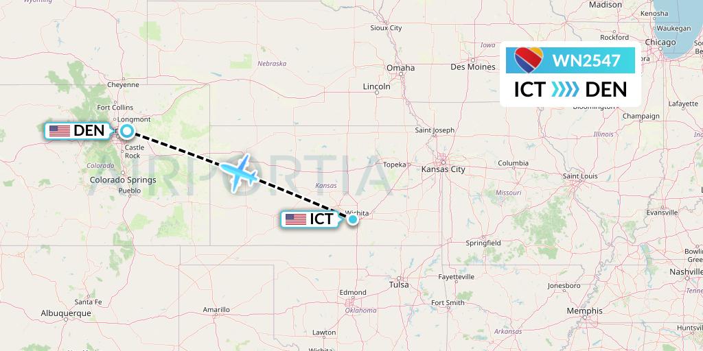WN2547 Southwest Airlines Flight Map: Wichita to Denver