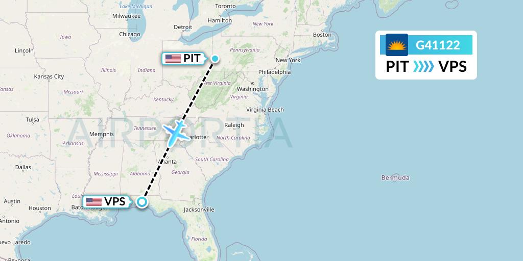 G41122 Allegiant Air Flight Map: Pittsburgh to Valparaiso