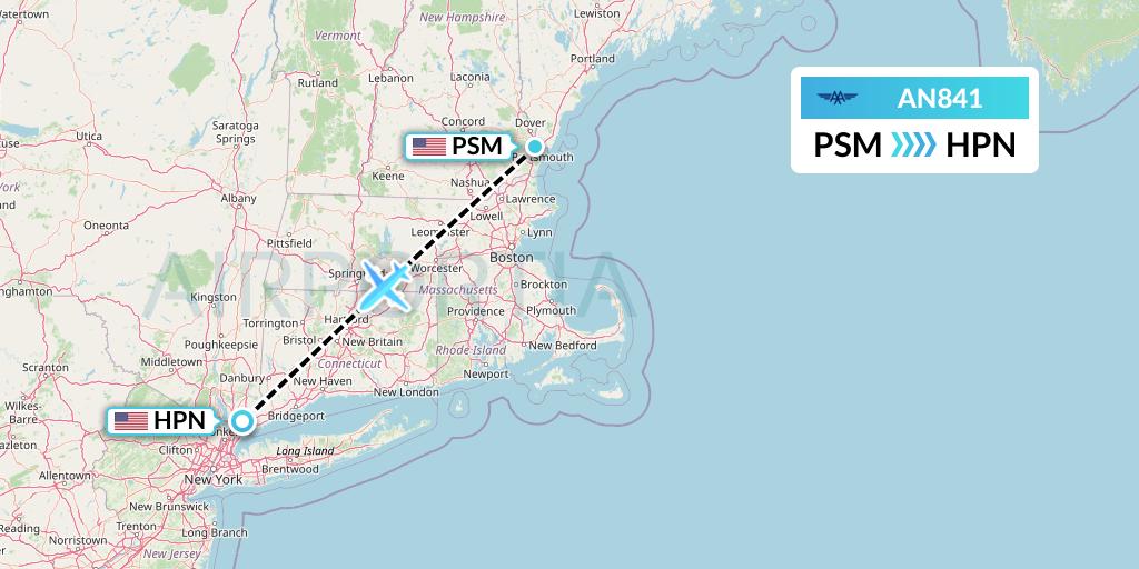 AN841 Advanced Air Flight Map: Portsmouth to White Plains
