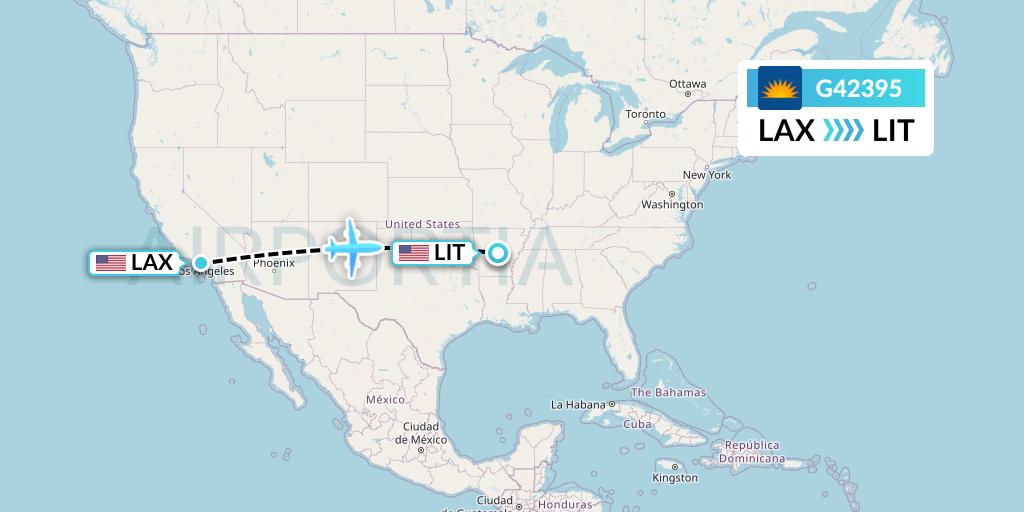 G42395 Allegiant Air Flight Map: Los Angeles to Little Rock