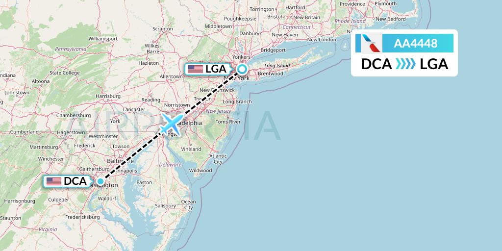 AA4448 American Airlines Flight Map: Washington to New York