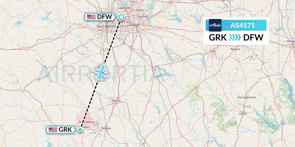 AS4171 Alaska Airlines Flight Map: Killeen to Dallas