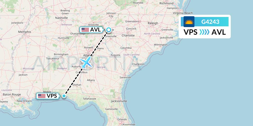 G4243 Allegiant Air Flight Map: Valparaiso to Asheville