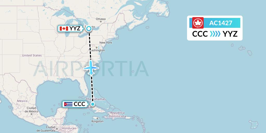 AC1427 Air Canada Flight Map: Cayo Coco to Toronto
