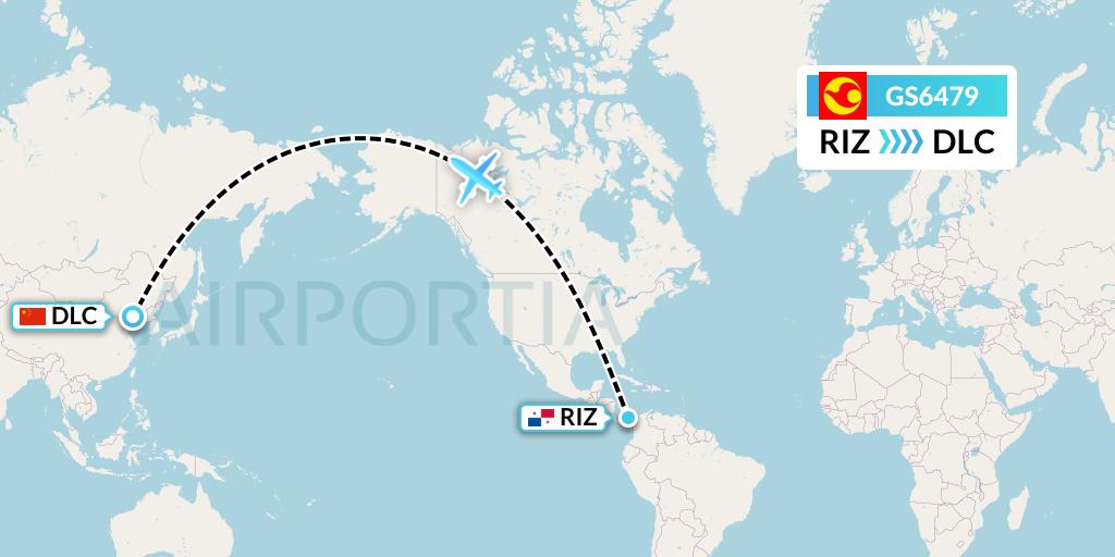 GS6479 Tianjin Airlines Flight Map: Rio Alzucar to Dalian