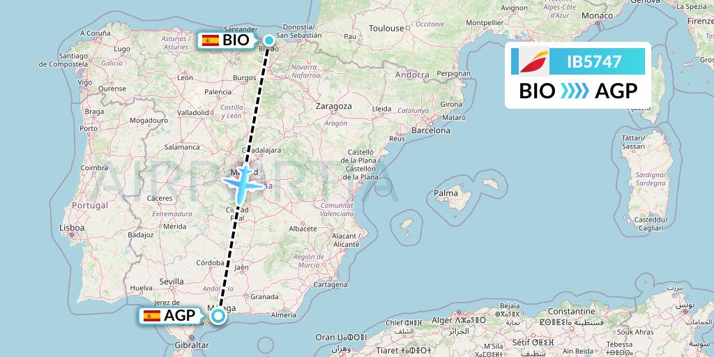 IB5747 Iberia Flight Map: Bilbao to Malaga