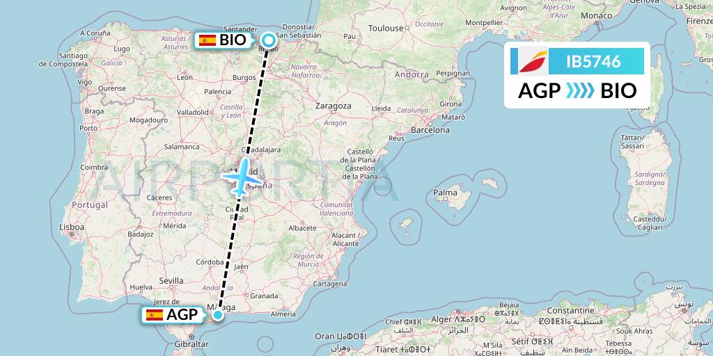 IB5746 Iberia Flight Map: Malaga to Bilbao