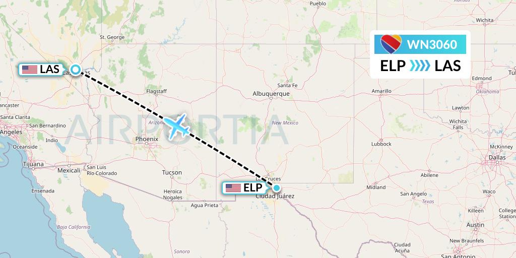 WN3060 Southwest Airlines Flight Map: El Paso to Las Vegas