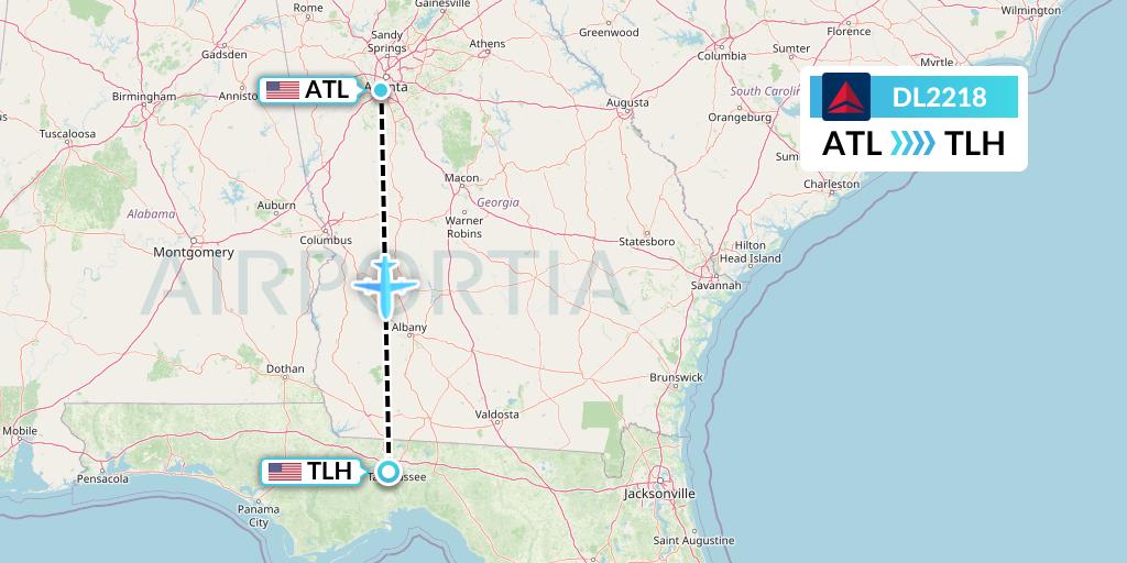 DL2218 Delta Air Lines Flight Map: Atlanta to Tallahassee