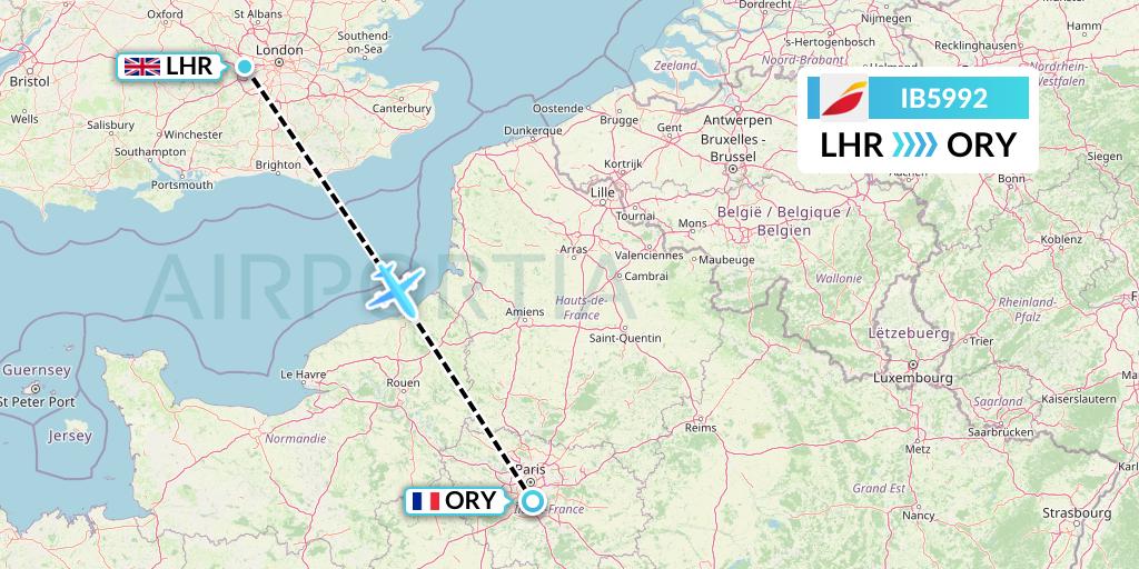 IB5992 Iberia Flight Map: London to Paris