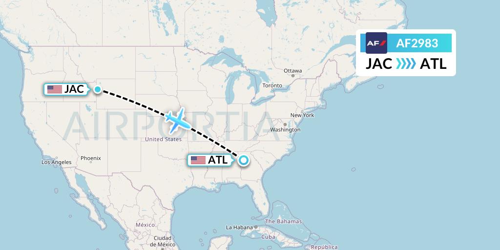 AF2983 Air France Flight Map: Jackson to Atlanta