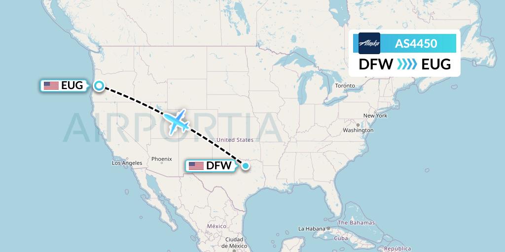 AS4450 Alaska Airlines Flight Map: Dallas to Eugene