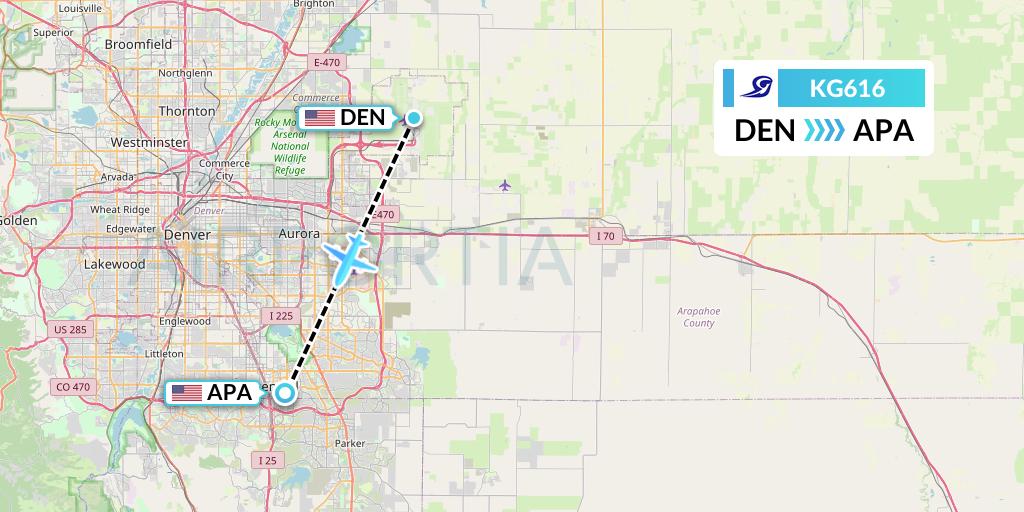 KG616 Key Lime Air Flight Map: Denver to Denver