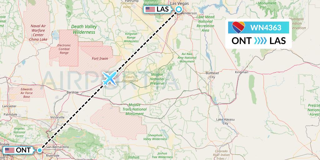 WN4363 Southwest Airlines Flight Map: Ontario to Las Vegas