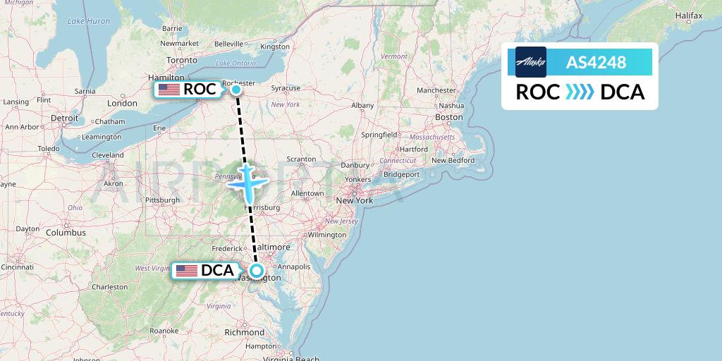 AS4248 Alaska Airlines Flight Map: Rochester to Washington