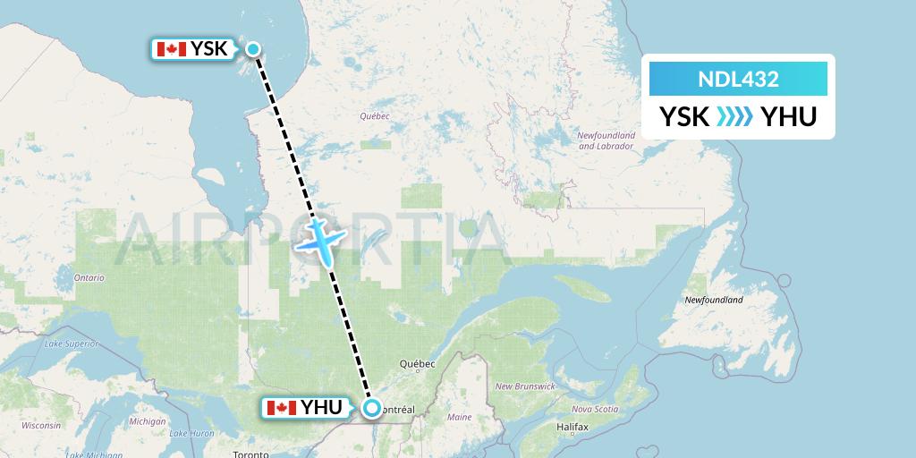 NDL432 Chrono Aviation Flight Map: Sanikiluaq to Montreal