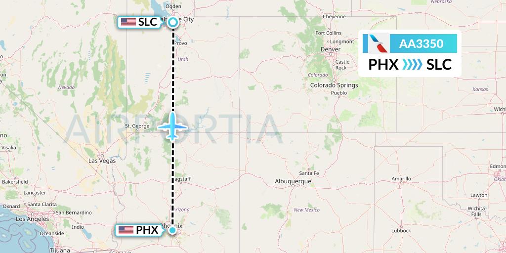 AA3350 American Airlines Flight Map: Phoenix to Salt Lake City