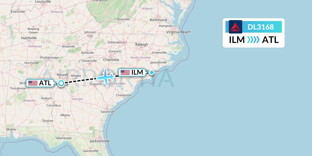 DL3168 Flight Status Delta Air Lines: Wilmington to Atlanta (DAL3168)