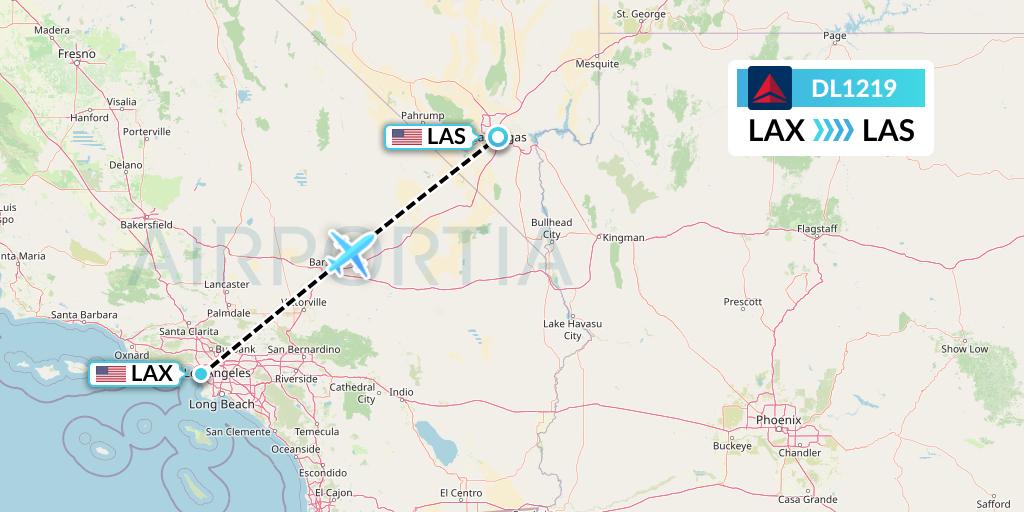 DL1219 Delta Air Lines Flight Map: Los Angeles to Las Vegas