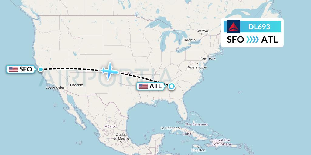 DL693 Flight Status Delta Air Lines: San Francisco to Atlanta (DAL693)