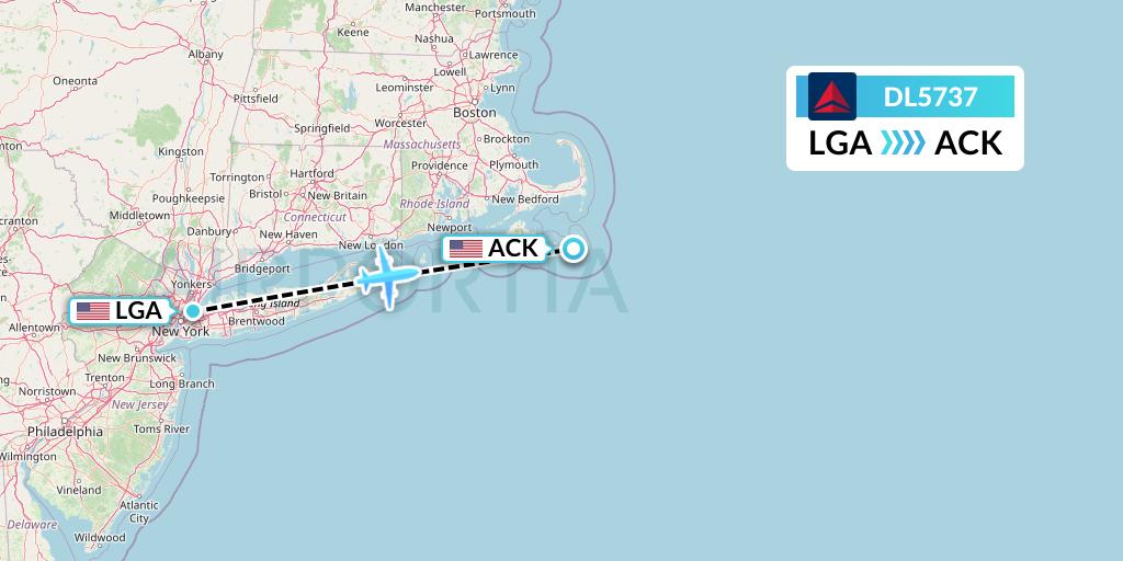 DL5737 Delta Air Lines Flight Map: New York to Nantucket