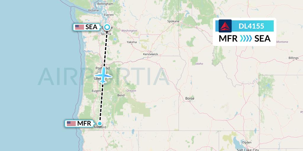 DL4155 Delta Air Lines Flight Map: Medford to Seattle