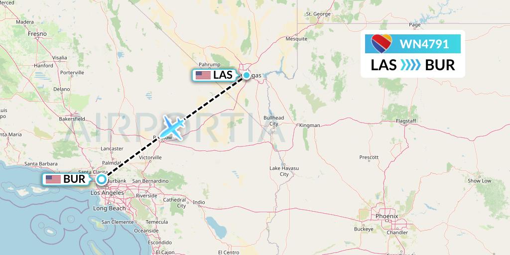 WN4791 Southwest Airlines Flight Map: Las Vegas to Burbank