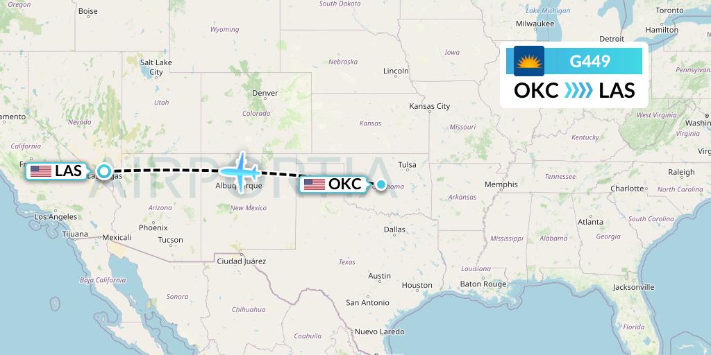 G449 Allegiant Air Flight Map: Oklahoma City to Las Vegas