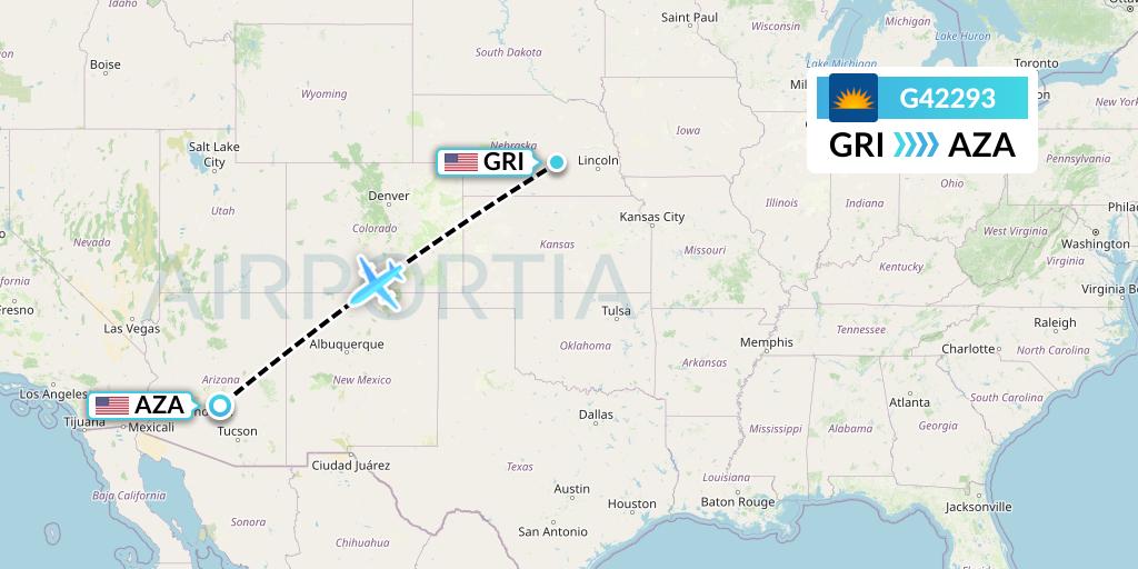G42293 Allegiant Air Flight Map: Grand Island to Phoenix