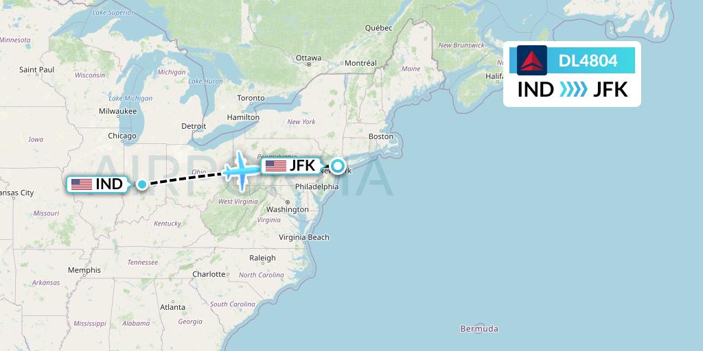 DL4804 Delta Air Lines Flight Map: Indianapolis to New York