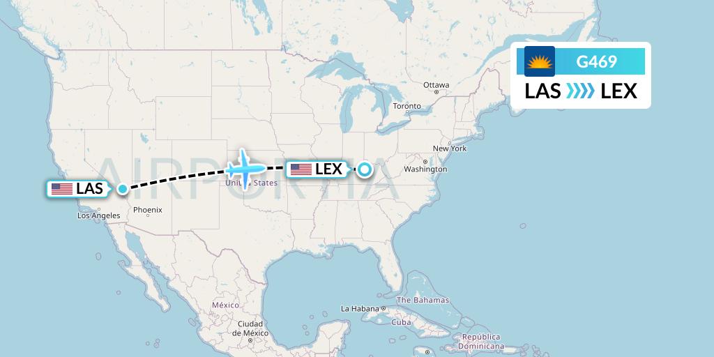 G469 Allegiant Air Flight Map: Las Vegas to Lexington