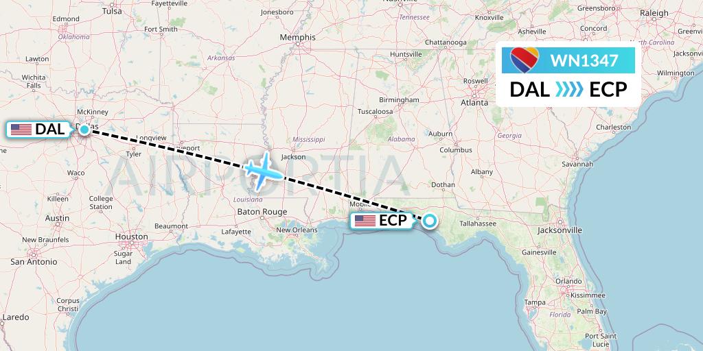 WN1347 Southwest Airlines Flight Map: Dallas to Panama City