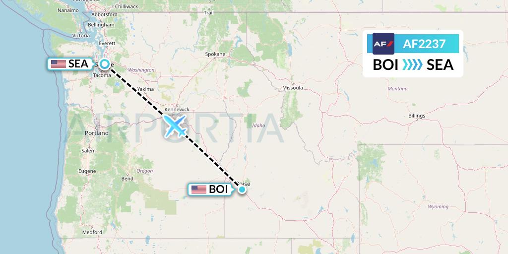 AF2237 Air France Flight Map: Boise to Seattle