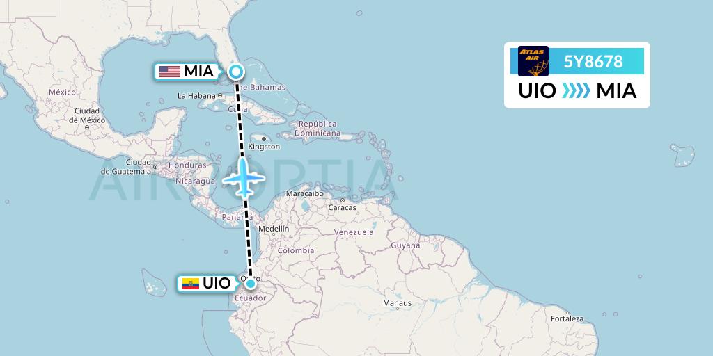 5Y8678 Atlas Air Flight Map: Quito to Miami
