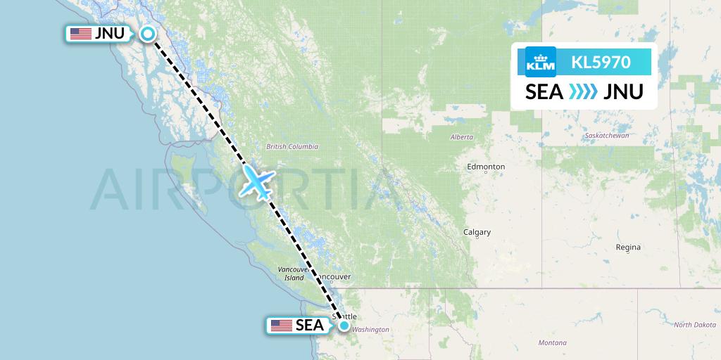 KL5970 KLM Flight Map: Seattle to Juneau